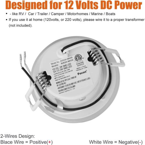 Facon 3 Inch LED RV Puck Light, DLFST3-008, Full Aluminum Recessed Mount Down Light 12V Interior Light for RV Motor-Homes Camper Caravan Trailer Boat, 4000K Cool White (6 Packs)