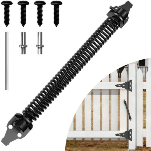 skysen 14 Fence gate Spring self Closing and Adjustable for Wooden or Vinyl Fence,Carbon Steel,Black(gate spring-14)