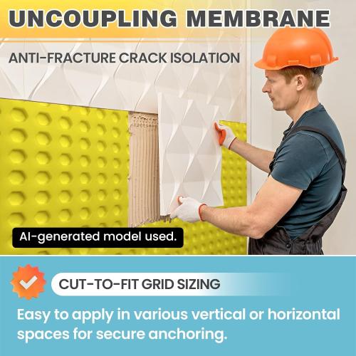 MAXKOSKO Uncoupling Membrane for Tile, 1/8''(3mm) Thick Waterproof Heated Flooring Underlayment Mat Tile Crack Prevention for Bathroom Shower Kitchen Basement‼️color: red‼️