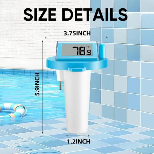 Solar Pool Thermometer Floating Easy Read - IPX8 Waterproof Digital Pool Water Temperature Thermometer for Swimming Pools, Hot Tubs, Ponds, Ice Baths