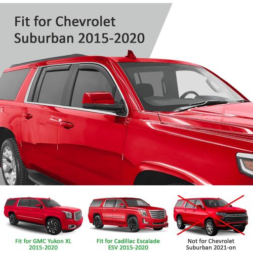 Voron Glass in-Channel Extra Durable Rain Guards for Chevrolet (Chevy) Suburban 2015-2020, Window Deflectors, Vent Window Visors, 4 Pieces - 200539