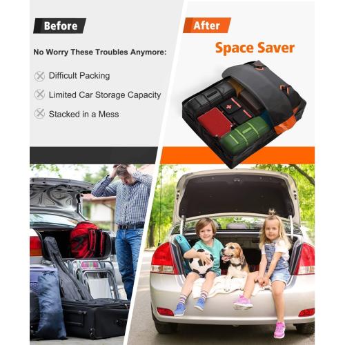 FIVKLEMNZ Car Rooftop Cargo Carrier Roof Bag Waterproof for All Top of Vehicle with/Without Rack Includes Topper Anti-Slip Mat   Reinforced Straps   6 Door Hooks   Luggage Lock