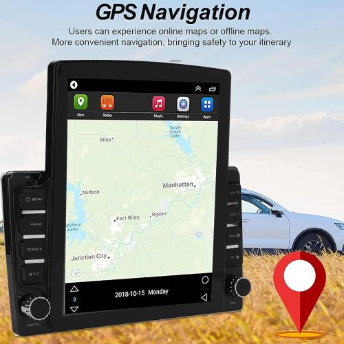9.7in Vertical Double Din Car Stereo, Android10 MP5 Player Touchscreen Control, Dual System Mirror Link,FM Radio Receiver, Navigation,A2DP BT with Camera
