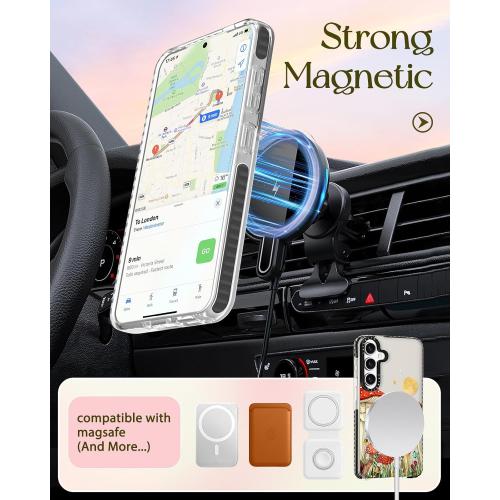 Cute Case for Samsung Galaxy S25 Plus for Women Girls - Funny Butterfly Mogu Design Compatible with Magsafe Magnetic Ring Holder Kickstand Fashion TPU Phone Covers