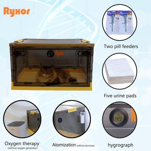 Yellow and Grey Pet Nebulizer Nest, Cat & Dog Oxygen Chamber, Small Pet Oxygen Inhalation Box (Gray, Intermediate)