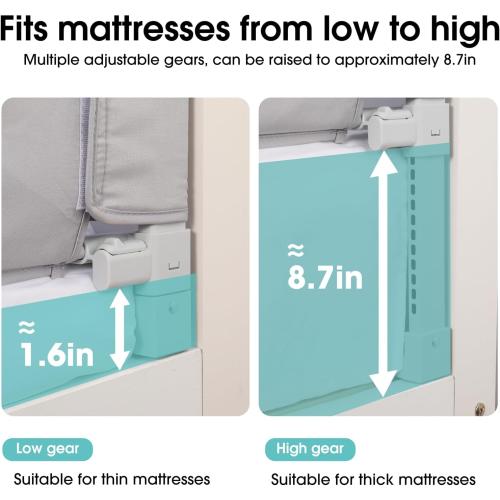 Baby Bed Rail Guard for Toddlers - 58.7 Toddler Bed Rails for Twin, Full, Queen, King Bunk Size Bed Swing Down Bedrail Extral Tall Child Safety Side Railing Guards for Kids