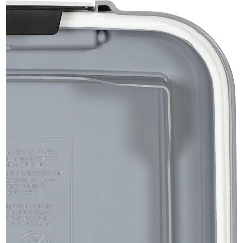 Amazon Basics Airtight Dog Food Storage Container with Scoop and Wheels, 69 QT, Gray