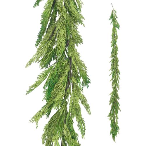 Jutom 2 PCS 9 ft Christmas Cedar Garland - Real Touch Cedar Needles Decorations Artificial Faux Holiday Greenery Garland for Seasonal Table, Mantel & Stair Decor