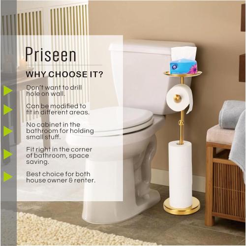 Toilet Paper Holder Stand with Phone  (Gold)