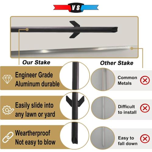 2 Pack 48 Inches Yard Stake for Outdoor Lawn 4ft Heavy Duty Metal Sign Holder Durable Posts for Outside Traffic Road Driveway Stand Parking Stop Durable Fits Signs 10 to 18 Inch Adjustable Black Gold