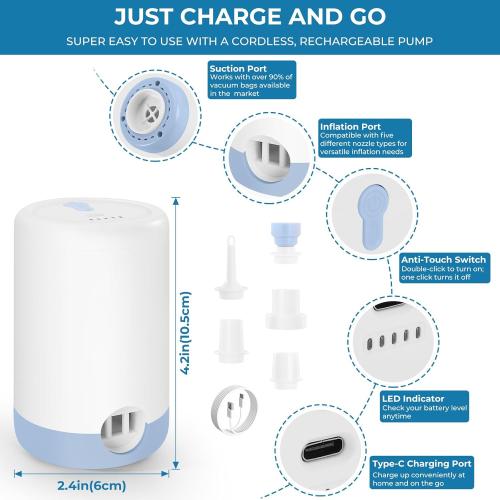 Vacuum Bags for Travel with Portable Electric Pump, 16 Pack Vacuum Seal Bags for Luggage and Suitcase Compression, Space Saver Vacuum Storage Bags for Clothes and Clothing Travel