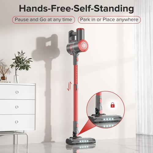 Cordless Vacuum Cleaner with Self-Standing, Powerful Stick Vacuum Cleaners for Home, 8-in-1 Lightweight Rechargeable Vacuum, 7-Layer Filtration,Ideal for Carpet, Pet Hair, Hardwood Floors