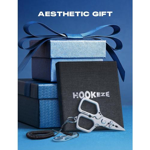HOOK-EZE Titanium Fishing Pliers, 4.1 Saltwater Resistant Fishing Scissors,Tungsten Cutters, Knot Tying Tool with Lanyard, Split Ring Hook Remover, Gifts for Men