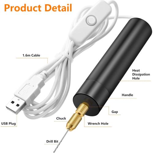 Electric Hand Drill Tools Set for Resin Casting Molds, Electrical Pin Vise Kit with 8 Pieces Drill Bits (0.8 to 1.2 mm) for Resin Plastic Wood Polymer Clay Jewelry Keychain Pendant Making Supplies