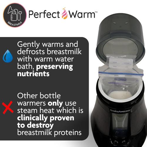 Baby Brezza Fast Baby Bottle Warmer - Baby Milk   Breastmilk Warmer Defroster – 2 Unique Temperatures for Breastmilk   Formula - Universal Fit for All Bottles, Bags   Jars