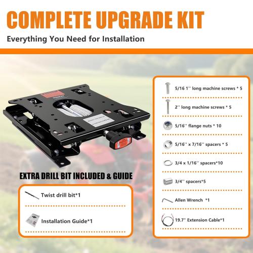 Universal Seat Suspension Kit Low Profile Heavy-Duty Suspension for Zero Turn Lawn Mower Tractor, Skid Steer, Forklift, Compatible with Most Zero Turn Mower