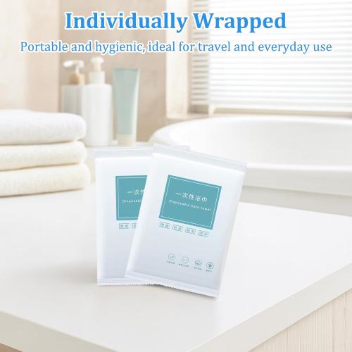 Disposable Bath Towels, 10 Pack Individually Wrapped, 55'' × 27.5'' Portable Travel Towels, Ultra-Soft & Quick-Dry Body Towels for Hotel, Gym, Beach, Camping, Swimming