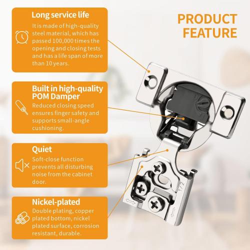 Chibery 30 Pack 1/2 Overlay 4D Soft Close Concealed Hinges for Face Frame Door, Adjustable Closing Speed, Smooth Slow Self Close Hinges, Satin Nickel, 105° Open Angle Stainless Steel Cabinet Hinges