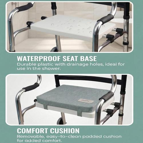 Walker Seat Sponge Cushion Universal Rest Seat Folding 250lb | universal walker seat, 3.3cm sponge cushion, 250lb capacity, tool-free install, bathing and outdoor dual use