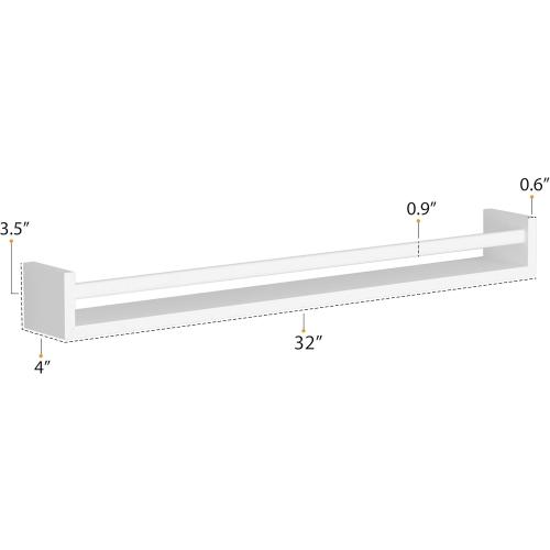 Wallniture Utah 32 White Nursery Bookshelves Wall Mounted, Wood Floating Book Shelves for Kids Room Set of 2