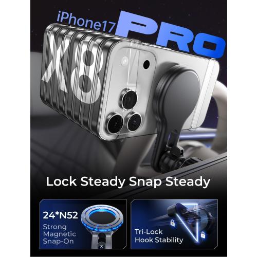 LISEN for Qi2.2 25W MagSafe Car Mount Charger, [Stable & Fast Charging] Magnetic Wireless Car Charger, Car Phone Holder Charger Car Accessories Fits iPhone 17 Pro Max Air 16/15/14/13/ Galaxy S26 Ultra