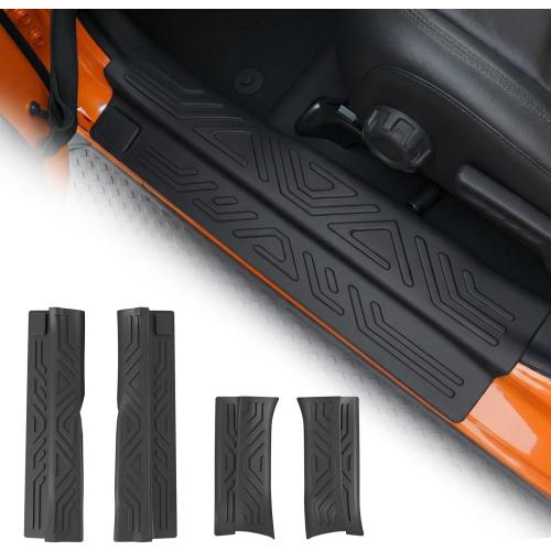 Door Sill Protector Compatible with 2020-2026 Jeep Gladiator JT Full Coverage Door Sill Guards TPE Protection All Weather 4PCS for 2025 Gladiator Accessories