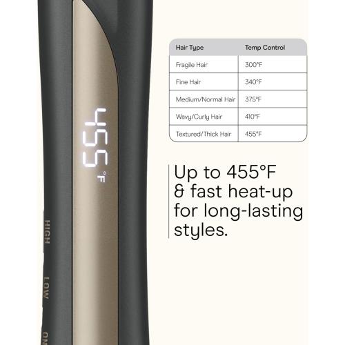 Infiniti PRO CONAIR Tourmaline Ceramic 1 Inch Flat Iron Hair Straightener, 1-Inch Flat Iron to Straighten or Curl, 5 Heat Settings, for All Hair Types and Textures, Dark Grey