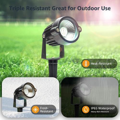 Outdoor Spotlights, Yard Spot Lights with Timer, 5W 120V RGB Colored Waterproof Memory Dimmable LED Landscape Light with Spiked Stand for Yard Lawn Pathway Tree Garden (4 Pack)