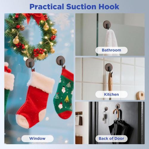 OUTXE Wreath Hanger for Front Door, Upgraded Suction Cup Reef Hook