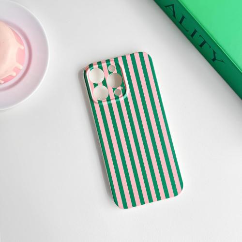 Lovmooful for iPhone 15 Pro Max Case Cute Color Striped Design-Green&Pink | Compatible for iPhone 15 Pro Max Case,Aesthetics,for Girls Women,Soft TPU,Shockproof,More Protective,Girly