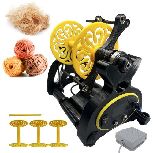 Electric Yarn Spinner Kit with Foot Controller & 3 Bobbins, Small Yarn Winder with Forward & Reverse
