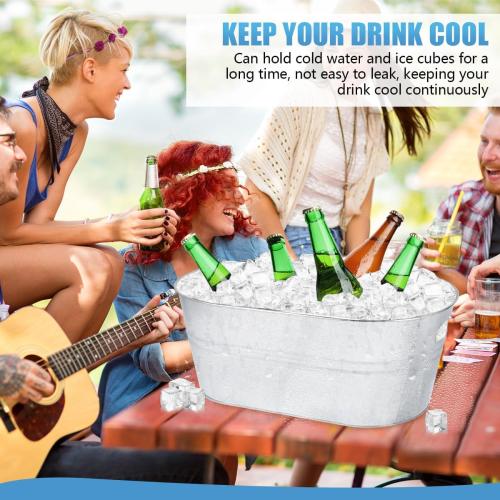 OBTANIM 2 Pack 4 Gallon Galvanized Ice Buckets Metal Champagne Drink Cooler Storage Ice Tub with Handles for Beer Cocktails Wine Beverage Home Parties Bar Cooling Supplies