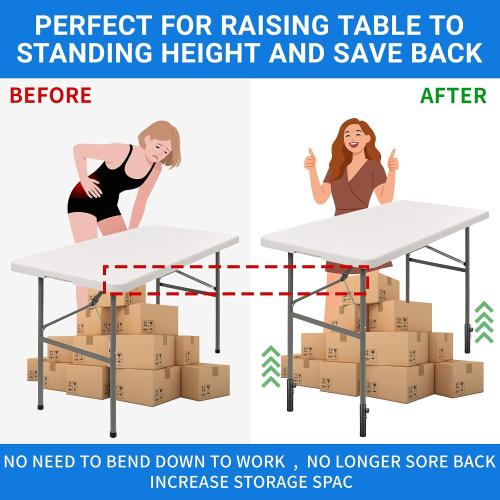 VinBee Folding Table Risers,Folding Table Leg Extenders,2-Levels Height Adjustable Risers for DIY & Office,Dining,Standing Desk 4 Pack (7.7 inch)-Legs for Furniture