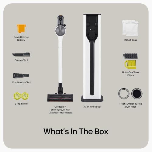 LG CordZero A931 - Cordless Stick Vacuum Cleaner with Auto-Empty Base, 60 Minute Runtime, Rechargeable Battery, Dual Floor Max Nozzle, Lightweight, Powerful Cleaning for Carpet, Hardwood, Pet Hair