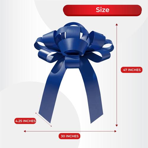 CarBowz Big Bow for Car Decorations and Birthday Gifts, Large Ribbon, Magnet, Safe Sticker Included, Fully Assembled 30 Wide Huge Bow, No Suction Cup Needed (Blue)