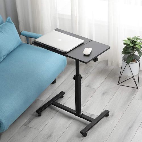 Black TigerDad Overbed Bedside Desk Mobile Rolling Laptop Stand Tilting Overbed Table with Wheels Height Adjustable Tray Table for Laptop Bed Sofa Side Table (Black)