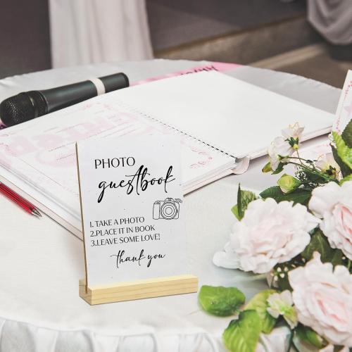 Guest Book Wedding Reception Desk Decor, Photo Guest Book Sign Wood Plaque, Wedding GuestBook Sign, WeddingSign Wooden Plaque with Wood Stand for WeddingTable Reception Decor, 5x7 inch