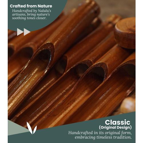 Nalulu Classic Bamboo Wind Chimes - Outside Outdoor Wood Wooden Windchimes, Small, Handcrafted with Calming Deep Tones, Ideal Home Decor or Gift for Any Occasion