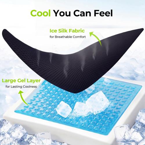 AUVON Gel Ventilation Seat Cushion with Innovation Heat Dissipation Design | Supportive Memory Foam Wheelchair Cushion for Back & Tailbone Comfort, Waterproof Cover, Anti-Sore & Ulcer, Buckle Strap