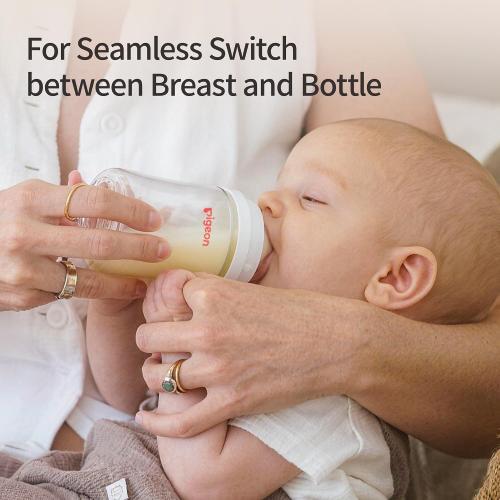 Pigeon Silicone Nipple (LL) with Latch-On Line, Natural Feel, 9  Months, 4 Counts