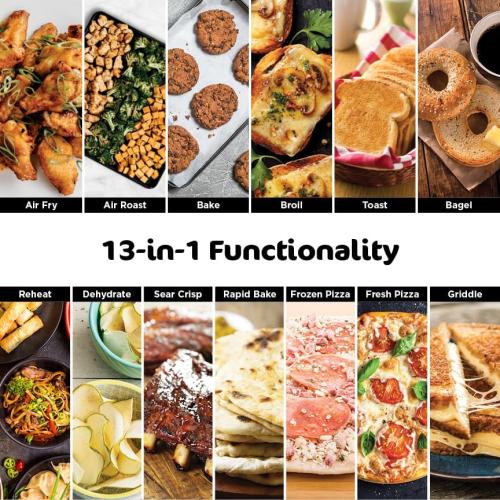 Ninja, Toaster Oven, Air Fryer, Thermometer, Toaster Oven Air Fryer Combo, Stainless Steel, Quick meals, Fries, Frozen Food, Air Fry, Dehydrate, Reheat, 13-in-1,Less Oil, Flip Away Oven, Foodi, SP351