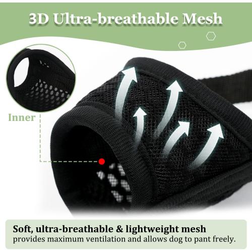 Mayerzon Dog Muzzle, Puppy Soft Mesh Muzzle for Small Medium Large Dogs Chihuahua Poodles Beagle Dachshund Corgis Labrador for Biting Chewing Grooming That Allows Panting Drinking(M, Black)