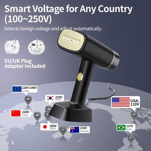 Dual Voltage(100~250V) Travel Steamer for Clothes Portable Mini with European Plug Adapter for International Travel, Europe Travel Essentials for Women, European Travel Must Haves, maybe missing one piece