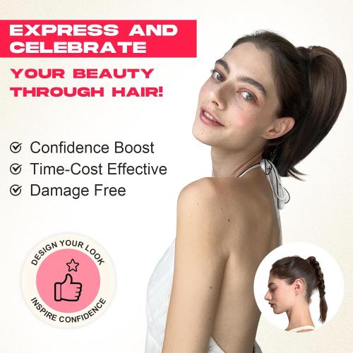 NTYNTY Ponytail Extension, 10 Short Claw Clip in Ponytail Hair Extensions Messy Bun Hair Piece Natural Soft Synthetic Straight Pony Tail Hair Pieces for Women - Natural Blonde