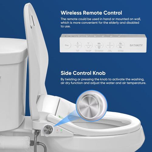 Smart Bidet Toilet Seat, Electric Heated Toilet Seat with Instant Warm Bidet Wash & Warm Air Dryer, Self-Cleaning Stainless Steel Nozzle, Soft Close Lid, Elongated