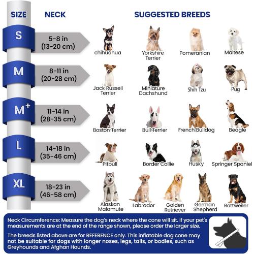 BARKLESS Dog Cone, Inflatable Dog Cone After Surgery for Large Breeds, Soft Surgery Collar with Enhanced Anti-Licking Guard Shield for Pets, Patented Protective Donut Collar