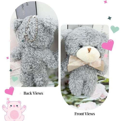 12 pcs Mini Stuffed Teddy Bears 4.7 Inch Small Plush Teddy Bears Bulk for DIY Keychain Birthday Christmas Party Favor (White   Brown   Grey)