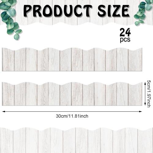Capoda 24 Pcs Magnetic Borders White Wood Bulletin Board Border Classroom Decorations Magnetic Border Strips Reusable Scalloped Border Trim for Office Whiteboard Chalkboard Back to School Teachers