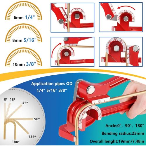 smseace 26Pack 1/4 Inch Brake line kit Includes 25FT Zinc-Plated Brake Lines with Fittings(16pcs Fittings,2pcs Union 4pcs Nut)，Brake line Bender，Single Flaring Tool，Pipe Cutter 1/4 Inch Brake Lines