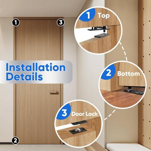 2 Pcs Stainless Steel Hidden Door Hinge, Pivot Hinge, Up to 570Lbs Load-Bearing, Hidden Door Bookcase Hinge, Heavy Duty Swinging Door Hinge 360° Rotation for Secret Door or Concealed Door